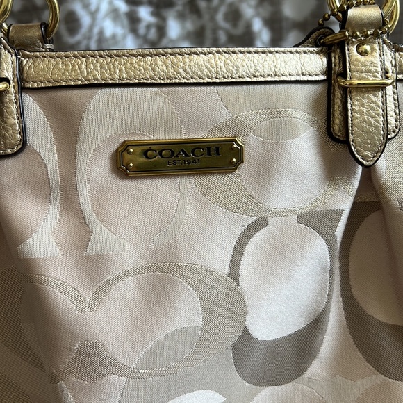 Sparkly Gold and Tan Coach Tote Bag - Picture 10 of 10